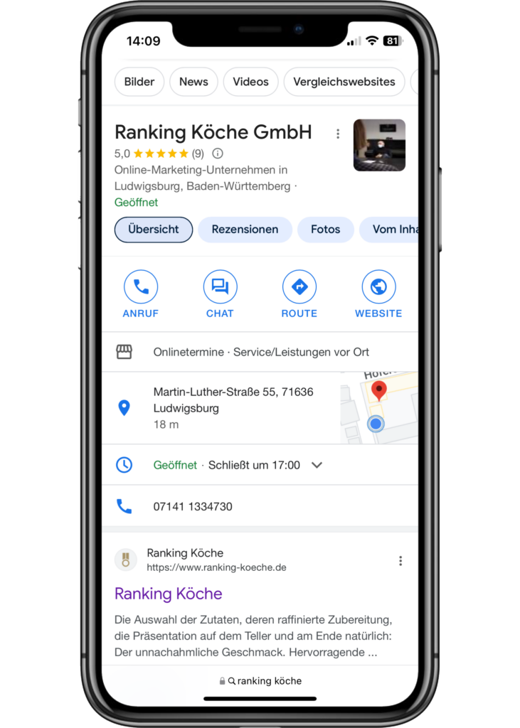 Ranking Köche auf Google
